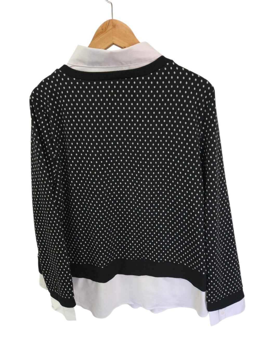 NWT Zac & Rachel Long Sleeve Polk Dot Sweater Faux Layer Shirt Size XL - Picture 4 of 16